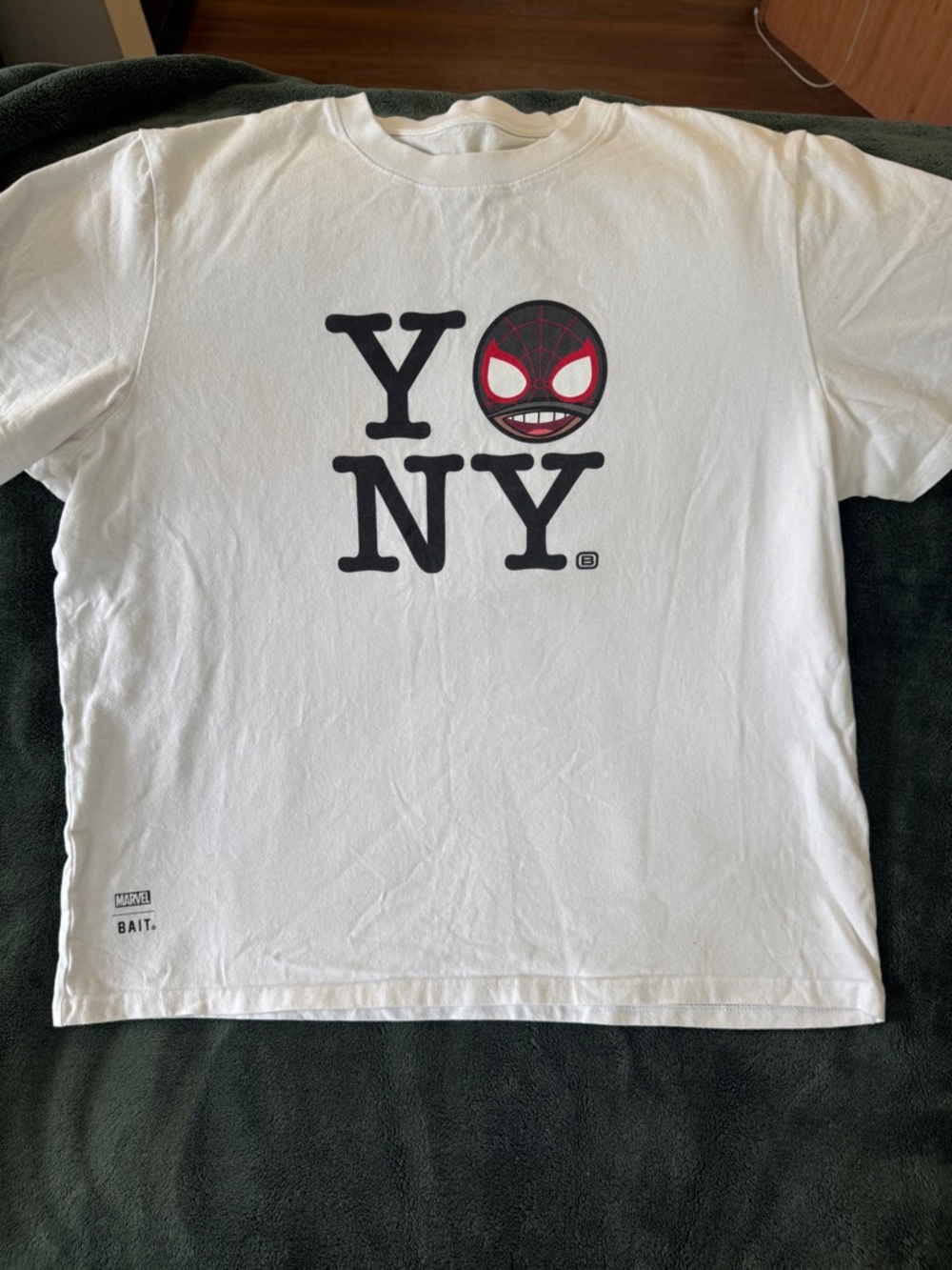 BAIT x Marvel White 'YO NY' Spider Logo T-Shirt